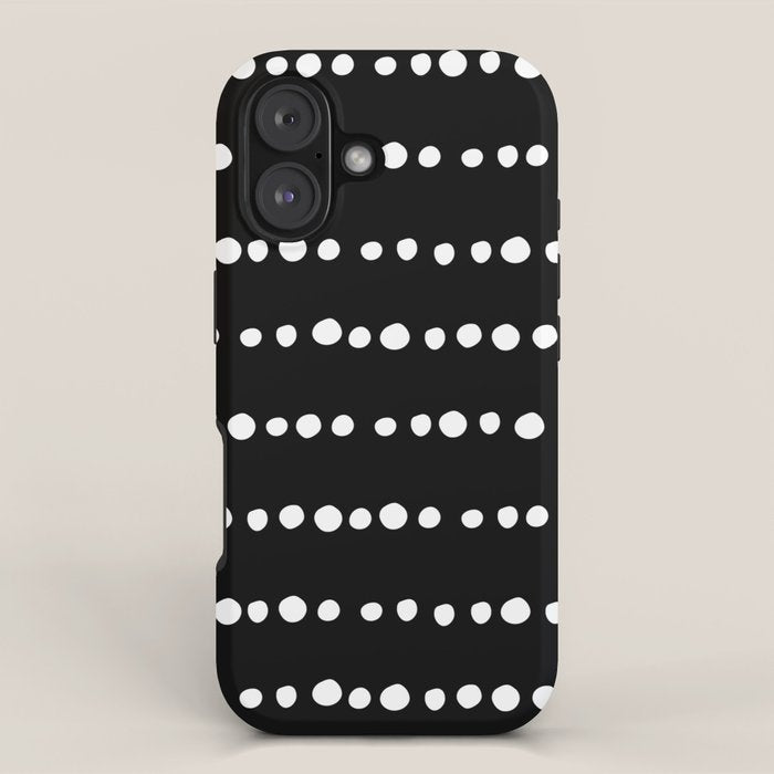 Spotted, Abstract, Black and White, Boho Print iPhone Case Gallery Image 1