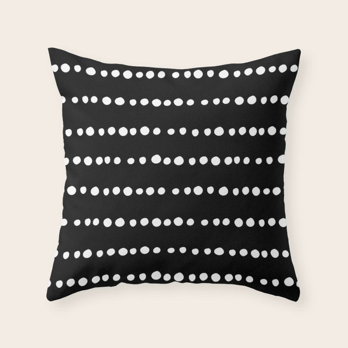 Spotted, Abstract, Black and White, Boho Print Throw Pillow Gallery Image 1