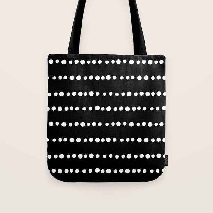 Spotted, Abstract, Black and White, Boho Print Tote Bag Gallery Image 1