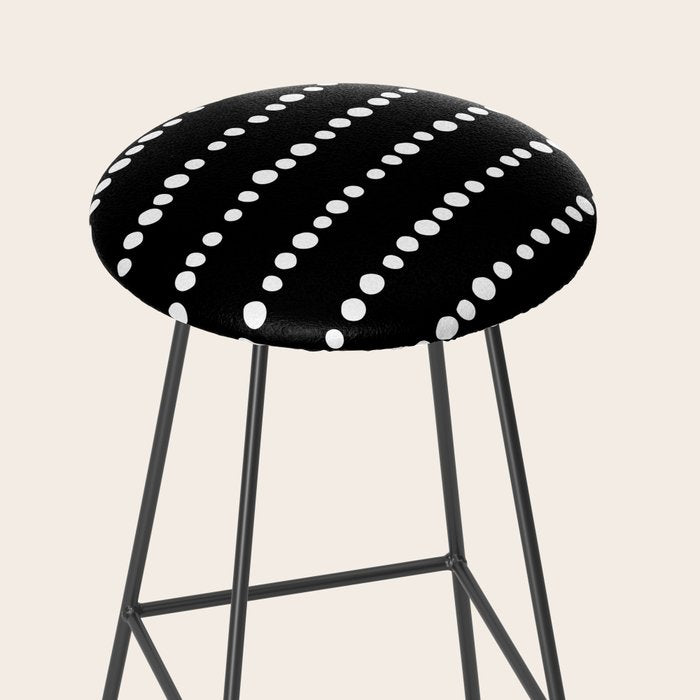 Spotted, Abstract, Black and White, Boho Print Stool Gallery Image 2