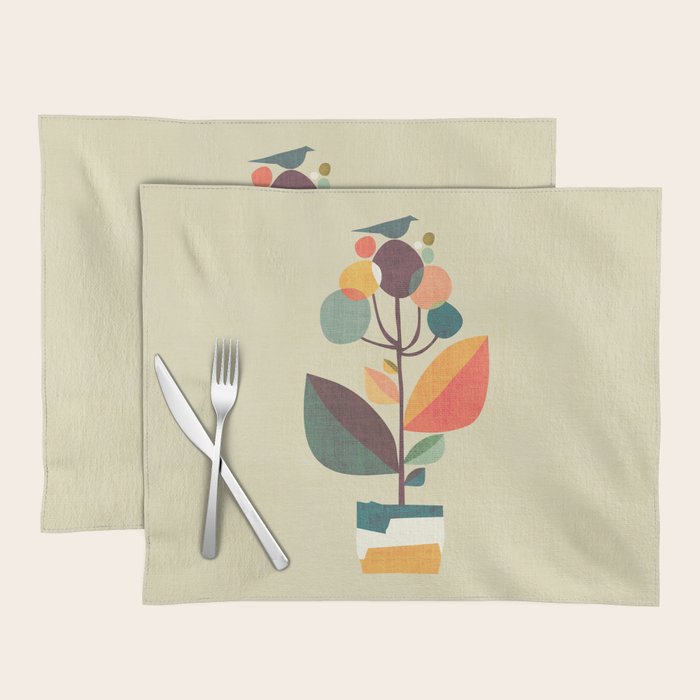 Potted plant with a bird Placemat Gallery Image 1