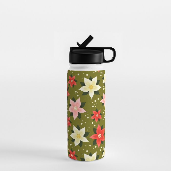 Poinsettia Pattern Water Bottle Gallery Image 1