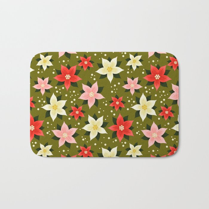 Poinsettia Pattern Bath Mat Gallery Image 1