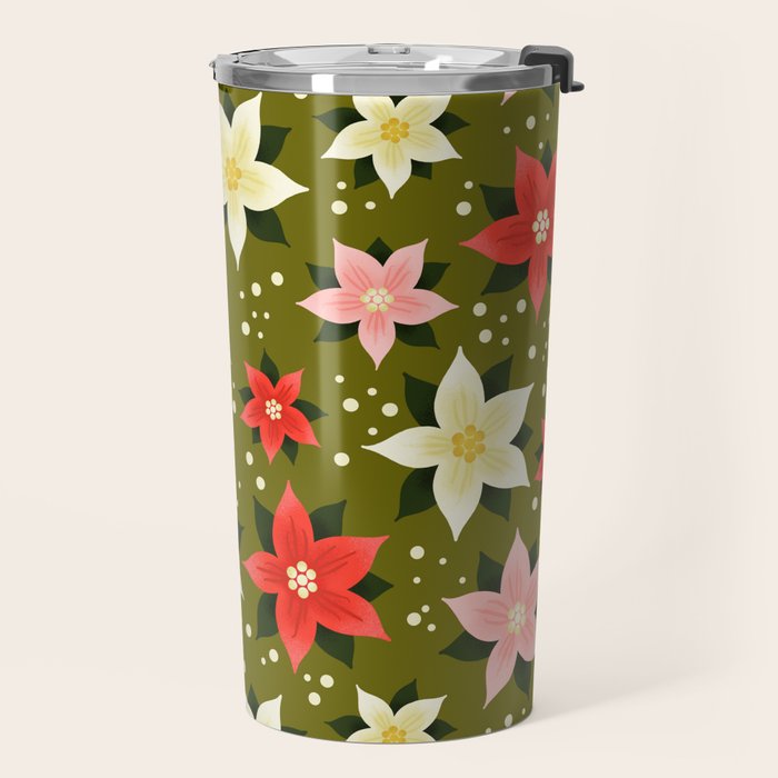 Poinsettia Pattern Travel Mug Gallery Image 2