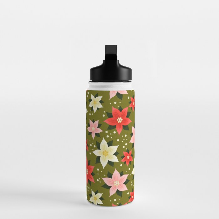 Poinsettia Pattern Water Bottle Gallery Image 3