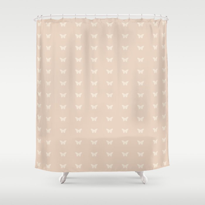 Butterfly Pattern - Neutral Pink Shower Curtain Gallery Image 1
