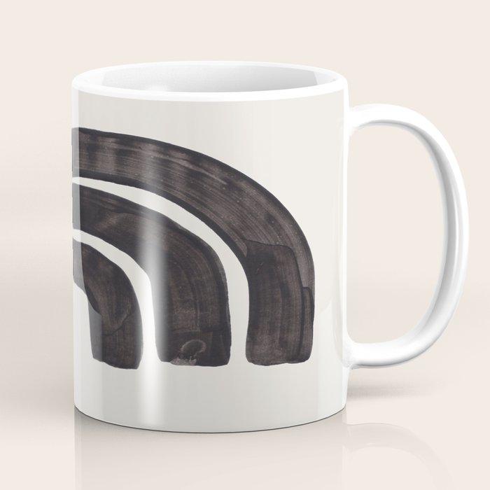 Turn Around Couple Mid Century Modern Minimalist Black Ink Painting Funky Tribal Coffee Mug Gallery Image 1