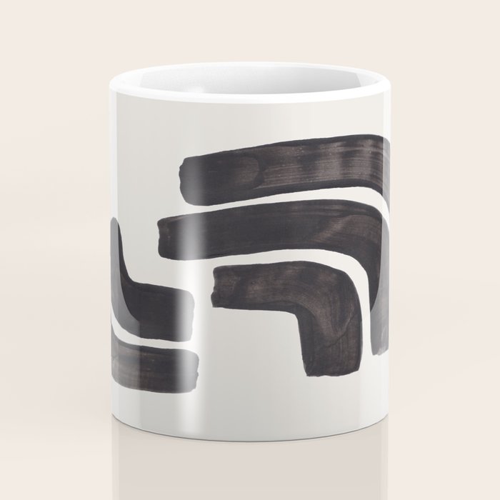 Turn Around Couple Mid Century Modern Minimalist Black Ink Painting Funky Tribal Coffee Mug Gallery Image 4
