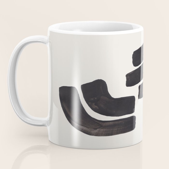 Turn Around Couple Mid Century Modern Minimalist Black Ink Painting Funky Tribal Coffee Mug Gallery Image 3