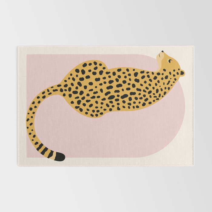 Boho Blush Pink Vintage Arch Oversized Leopard Rug Gallery Image 2