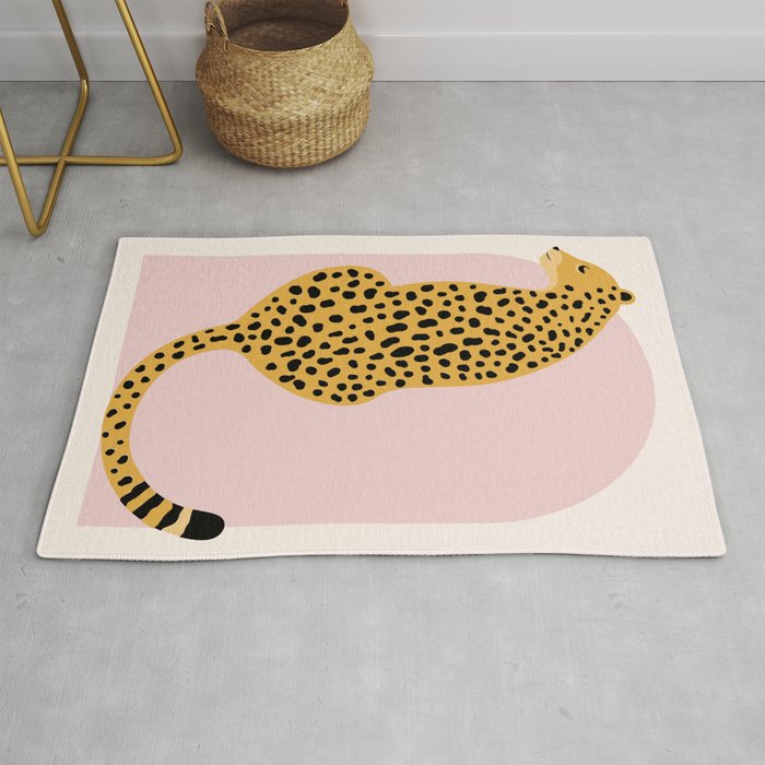 Boho Blush Pink Vintage Arch Oversized Leopard Rug Gallery Image 1