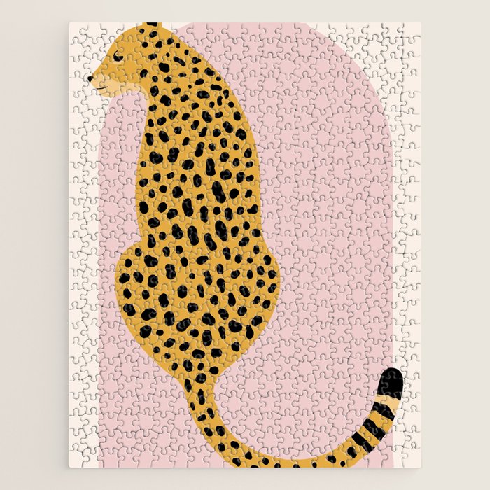 Boho Blush Pink Vintage Arch Oversized Leopard Jigsaw Puzzle Gallery Image 1