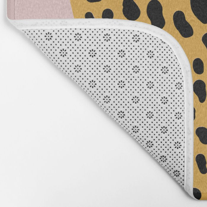 Boho Blush Pink Vintage Arch Oversized Leopard Bath Mat Gallery Image 2
