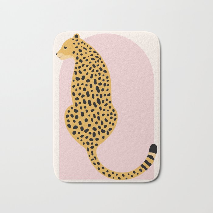 Boho Blush Pink Vintage Arch Oversized Leopard Bath Mat Gallery Image 1