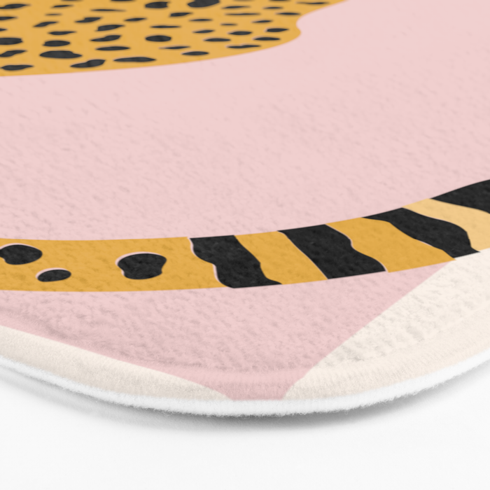 Boho Blush Pink Vintage Arch Oversized Leopard Bath Mat Gallery Image 3