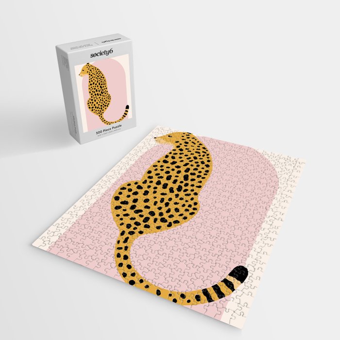 Boho Blush Pink Vintage Arch Oversized Leopard Jigsaw Puzzle Gallery Image 2