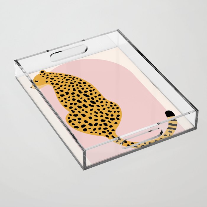 Boho Blush Pink Vintage Arch Oversized Leopard Acrylic Tray Gallery Image 1