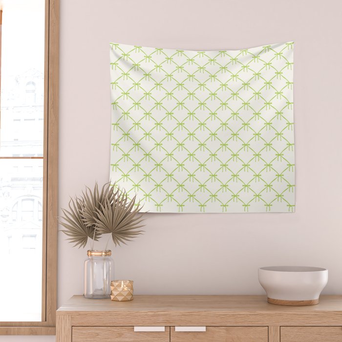 Bows & Ribbons Pattern V Green Wall Tapestry Gallery Image 2