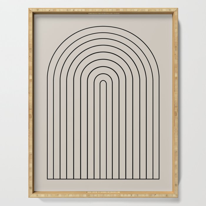 Minimal Arch LVII Vintage Creme and Black Modern Geometric Lines Serving Tray Gallery Image 1