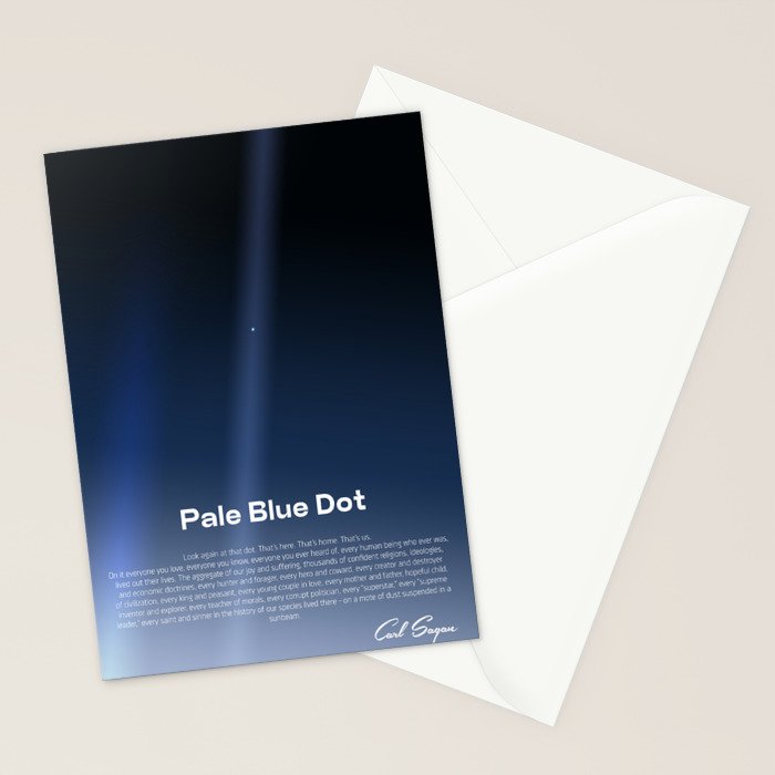 Pale Blue Dot poster, NASA Voyager 1 with Carl Sagan quote (vector art) Stationery Card Gallery Image 2