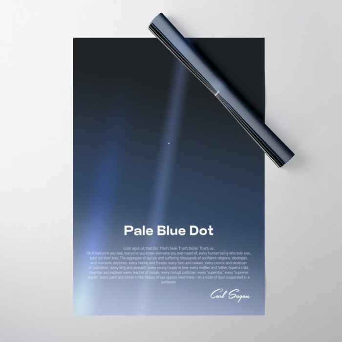 Pale Blue Dot poster, NASA Voyager 1 with Carl Sagan quote (vector art) Wrapping Paper Gallery Image 1