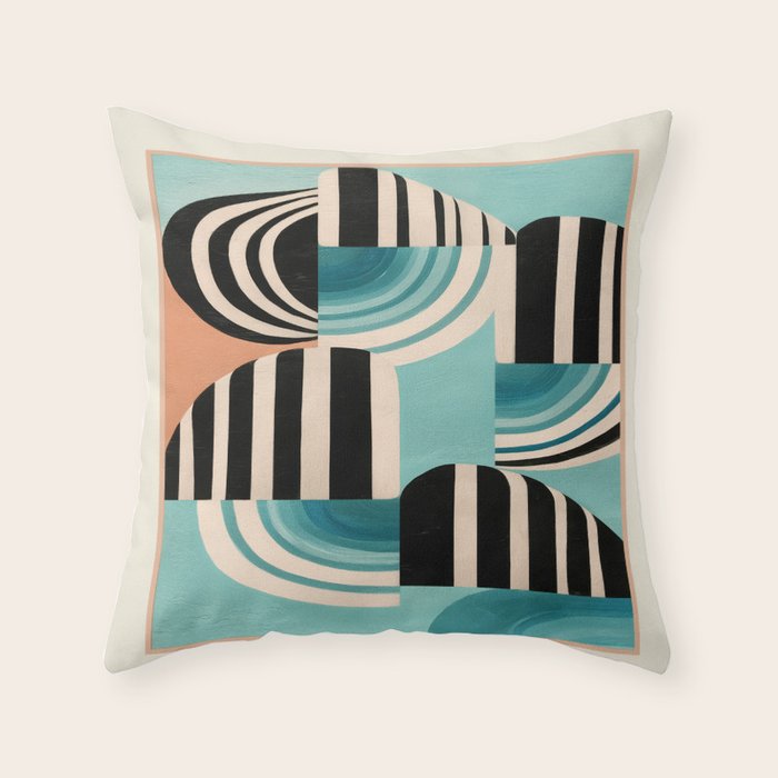 Retro Geometric Shapes 1 Throw Pillow Gallery Image 1