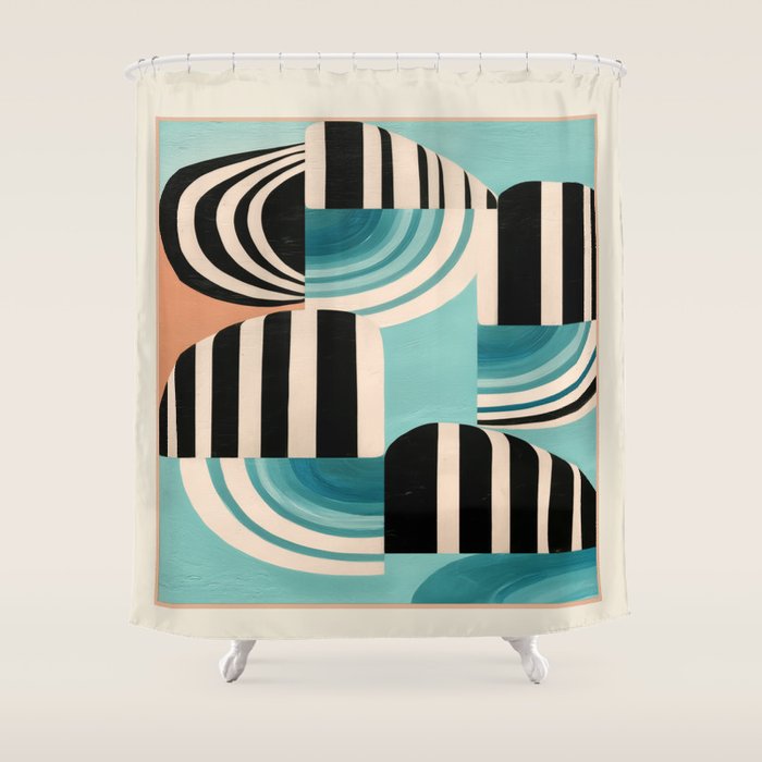 Retro Geometric Shapes 1 Shower Curtain Gallery Image 1
