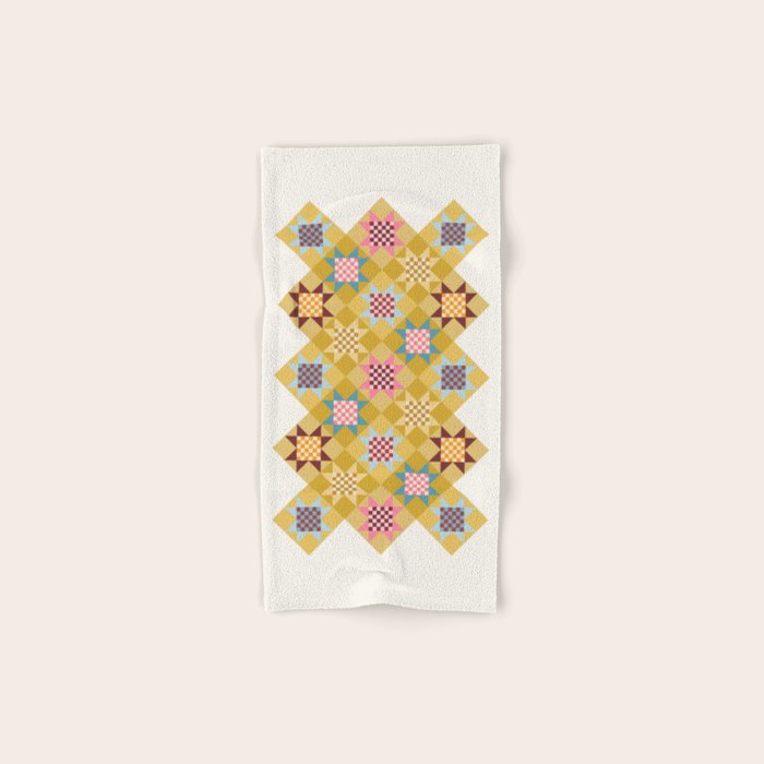 Checkerboard Quilt Shapes - Multicolor Gold Bath Towel Gallery Image 1