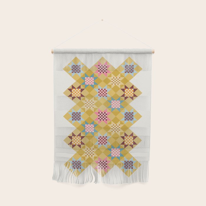 Checkerboard Quilt Shapes - Multicolor Gold Wall Hanging Gallery Image 1