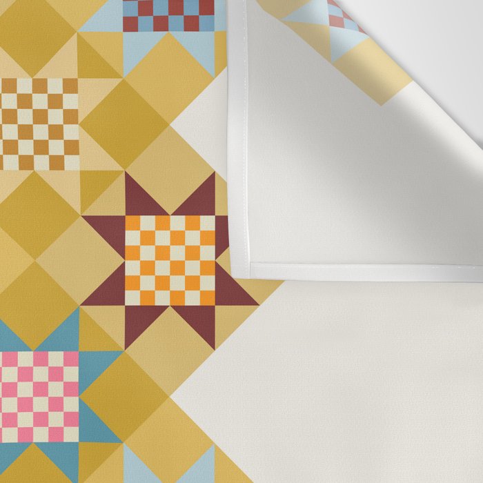 Checkerboard Quilt Shapes - Multicolor Gold Wall Tapestry Gallery Image 3