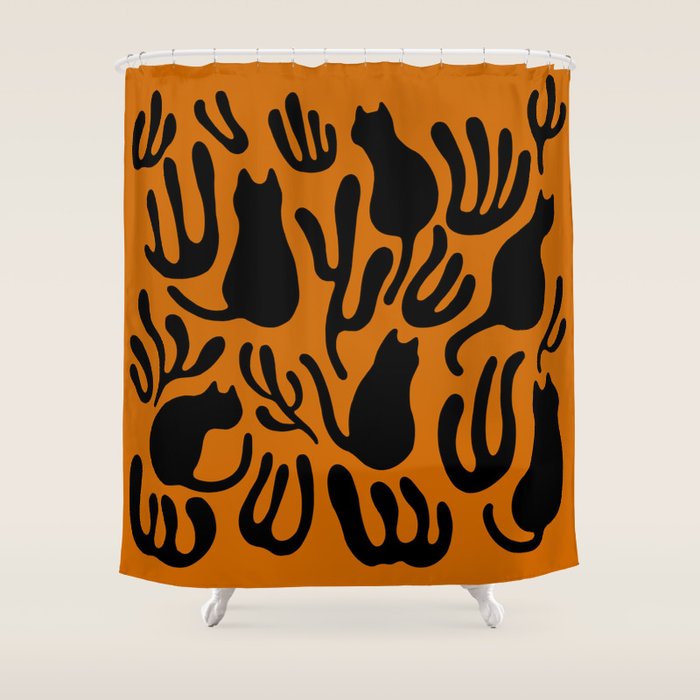 Pattern Cat 02a Autumn Shower Curtain Gallery Image 1