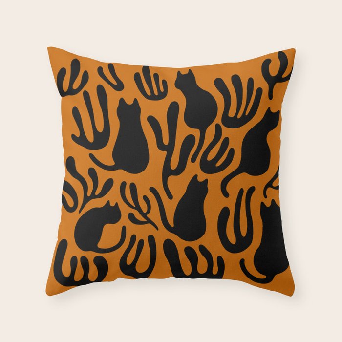 Pattern Cat 02a Autumn Throw Pillow Gallery Image 1