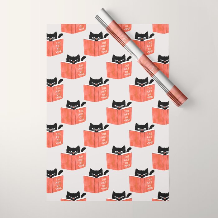 Cat reading book Wrapping Paper Gallery Image 1