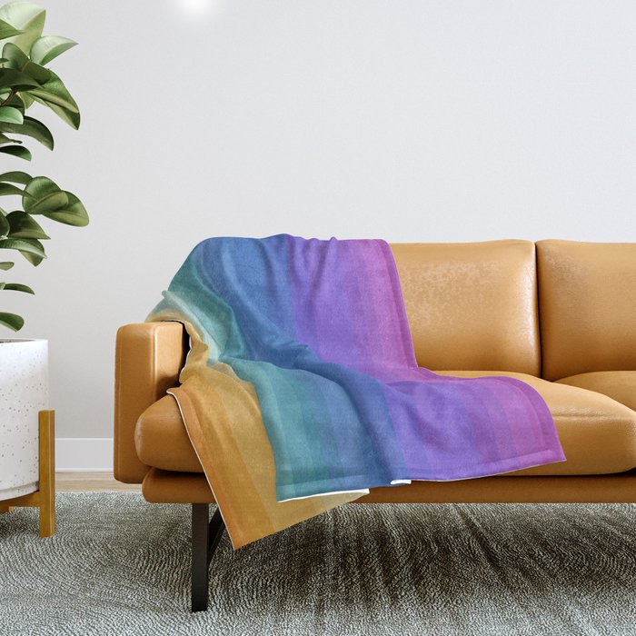 Classic Stripes XVI - Ombre Rainbow Throw Blanket Gallery Image 1