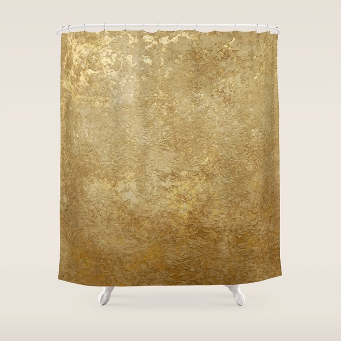 Gold Rush, Golden Shimmer Texture, Exotic Metallic Shine Graphic Design Shower Curtain Gallery Image 1