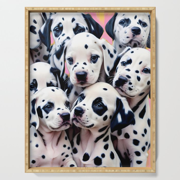 Dalmatian Love, Cute Puppies Dogs Pets, Animals Domestic Photography Siblings, Adorable Family Polka Dots Spotted  Serving Tray Gallery Image 1
