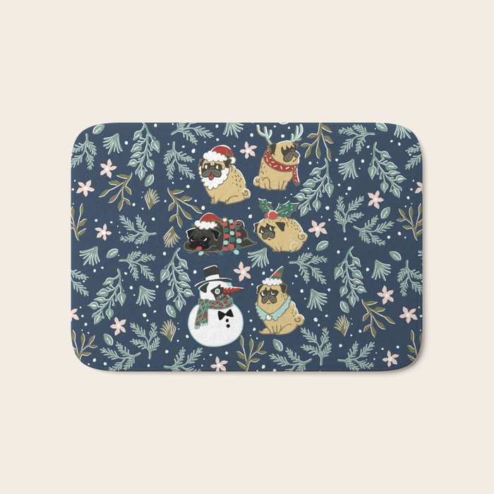 Christmas Pugs Bath Mat Gallery Image 1