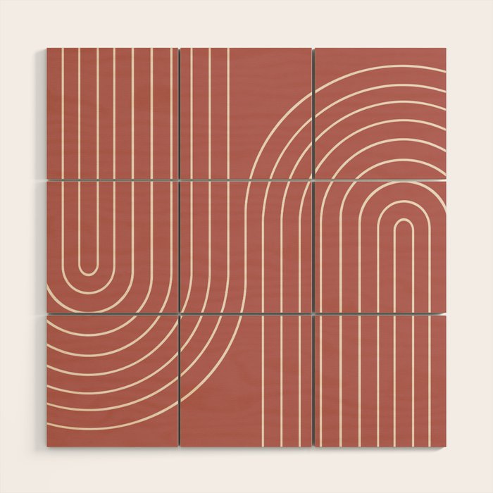 Minimal Line Curvature XXIX Rose Mid Century Modern Arch Abstract Wood Wall Art Gallery Image 1