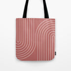 Minimal Line Curvature XXIX Rose Mid Century Modern Arch Abstract Tote Bag Gallery Image 1