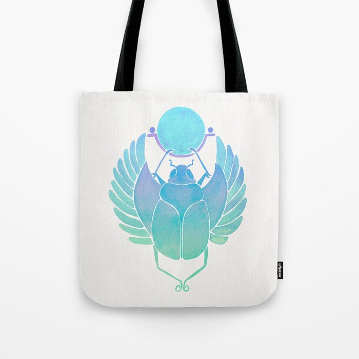 Egyptian Scarab - Turquoise OmbrÃ© Tote Bag Gallery Image 1