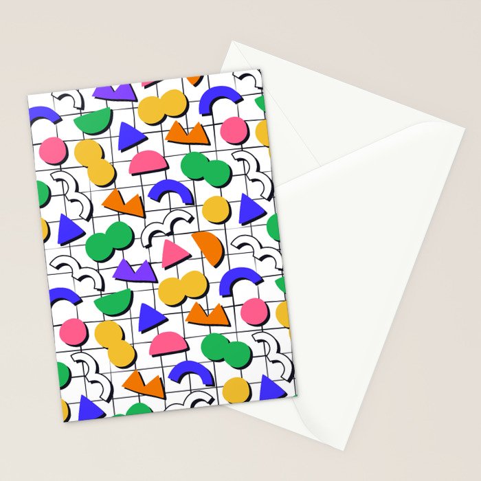 Colorful fun retro shape art pattern Stationery Card Gallery Image 2