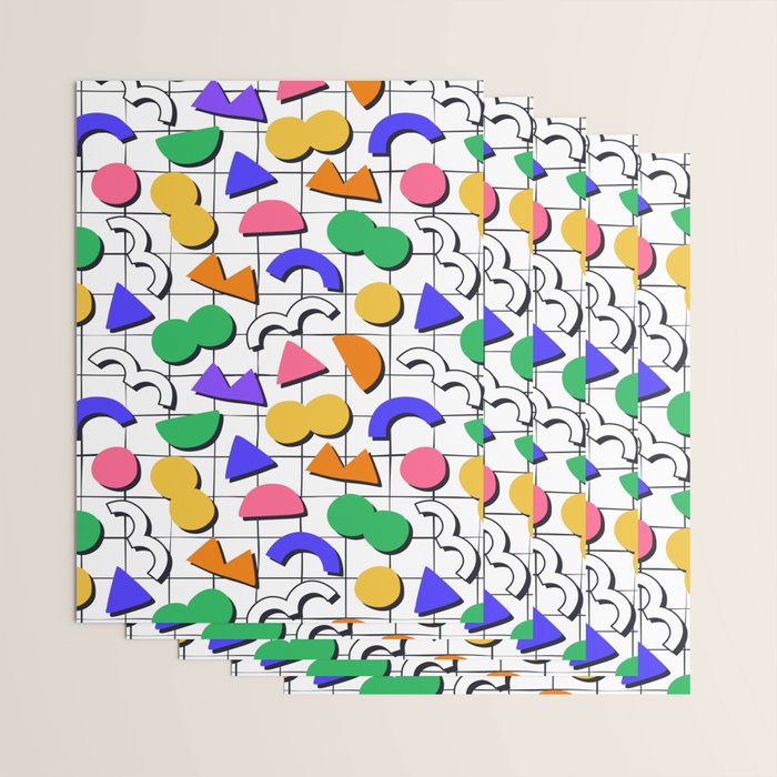 Colorful fun retro shape art pattern Wrapping Paper Gallery Image 3