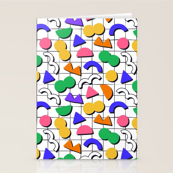 Colorful fun retro shape art pattern Stationery Card Gallery Image 1