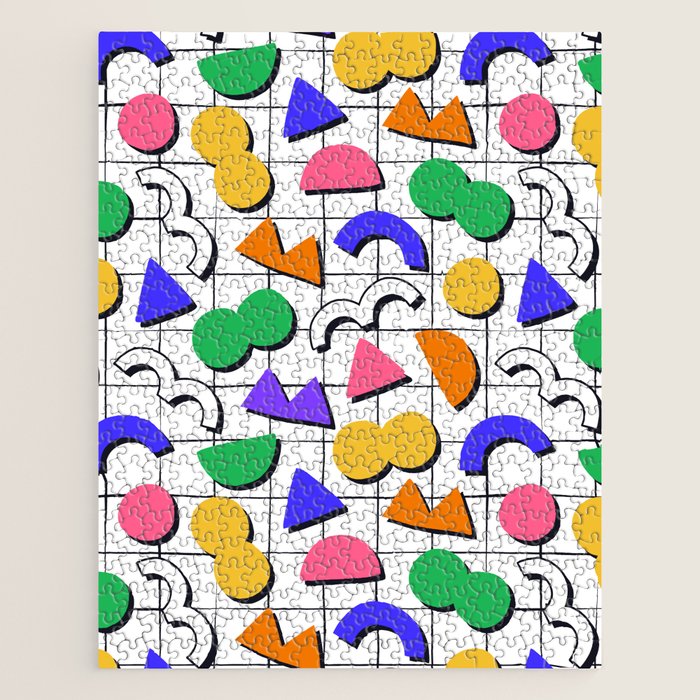 Colorful fun retro shape art pattern Jigsaw Puzzle Gallery Image 1