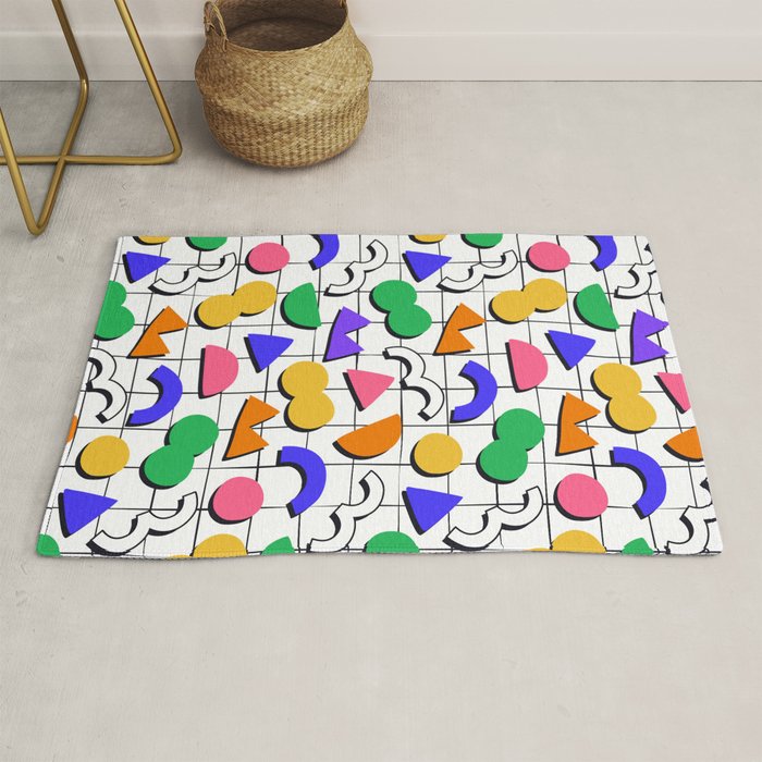 Colorful fun retro shape art pattern Rug Gallery Image 1