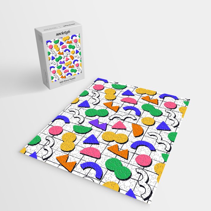 Colorful fun retro shape art pattern Jigsaw Puzzle Gallery Image 2