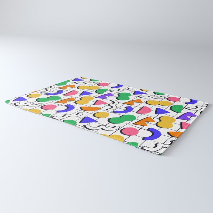 Colorful fun retro shape art pattern Rug Gallery Image 3
