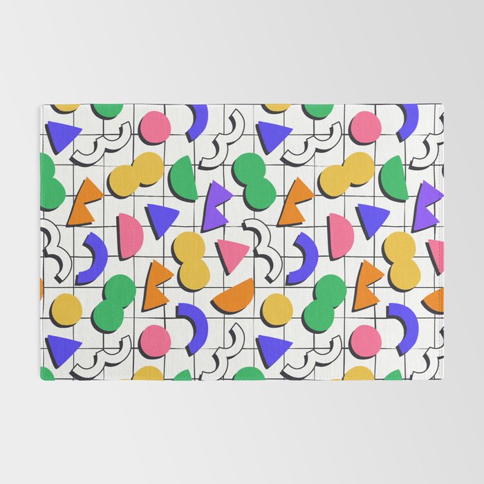 Colorful fun retro shape art pattern Rug Gallery Image 2