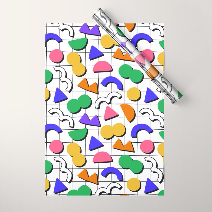Colorful fun retro shape art pattern Wrapping Paper Gallery Image 1