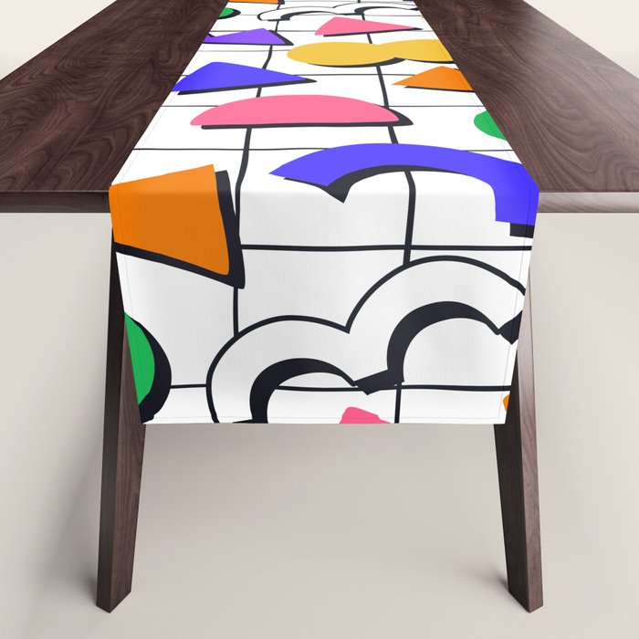 Colorful fun retro shape art pattern Table Runner Gallery Image 1